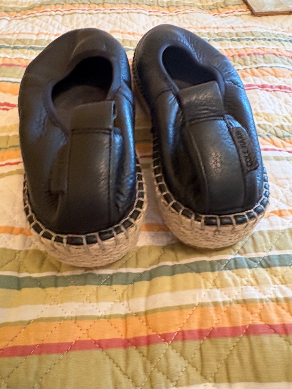 Cole Haan cloud feel Black Leather Espadrille ballerina Flats 8 - Picture 6 of 7